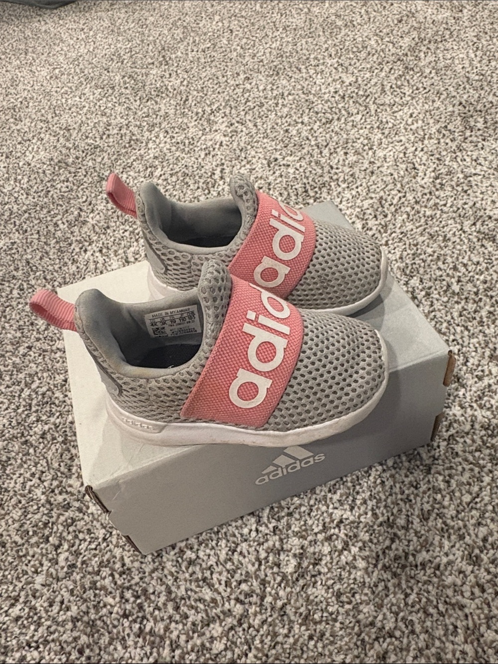 adidas Kids Gray & Pink Slip-On Athletic Sneakers - Picture 4 of 5
